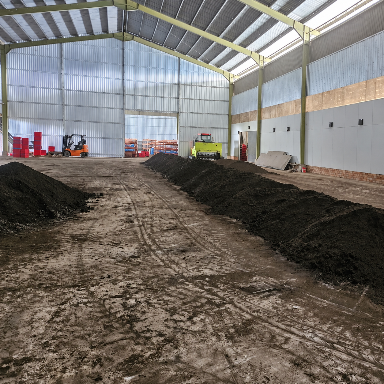 Palm oil biomass prepared inside the BSF bioconversion facility